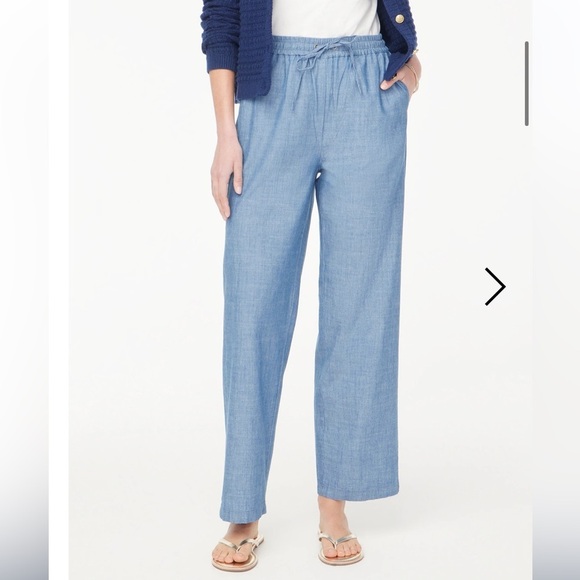 J. Crew Factory Pants - J. Crew Factory Chambray wide-leg drawstring pant Flowy loose cotton size 2
